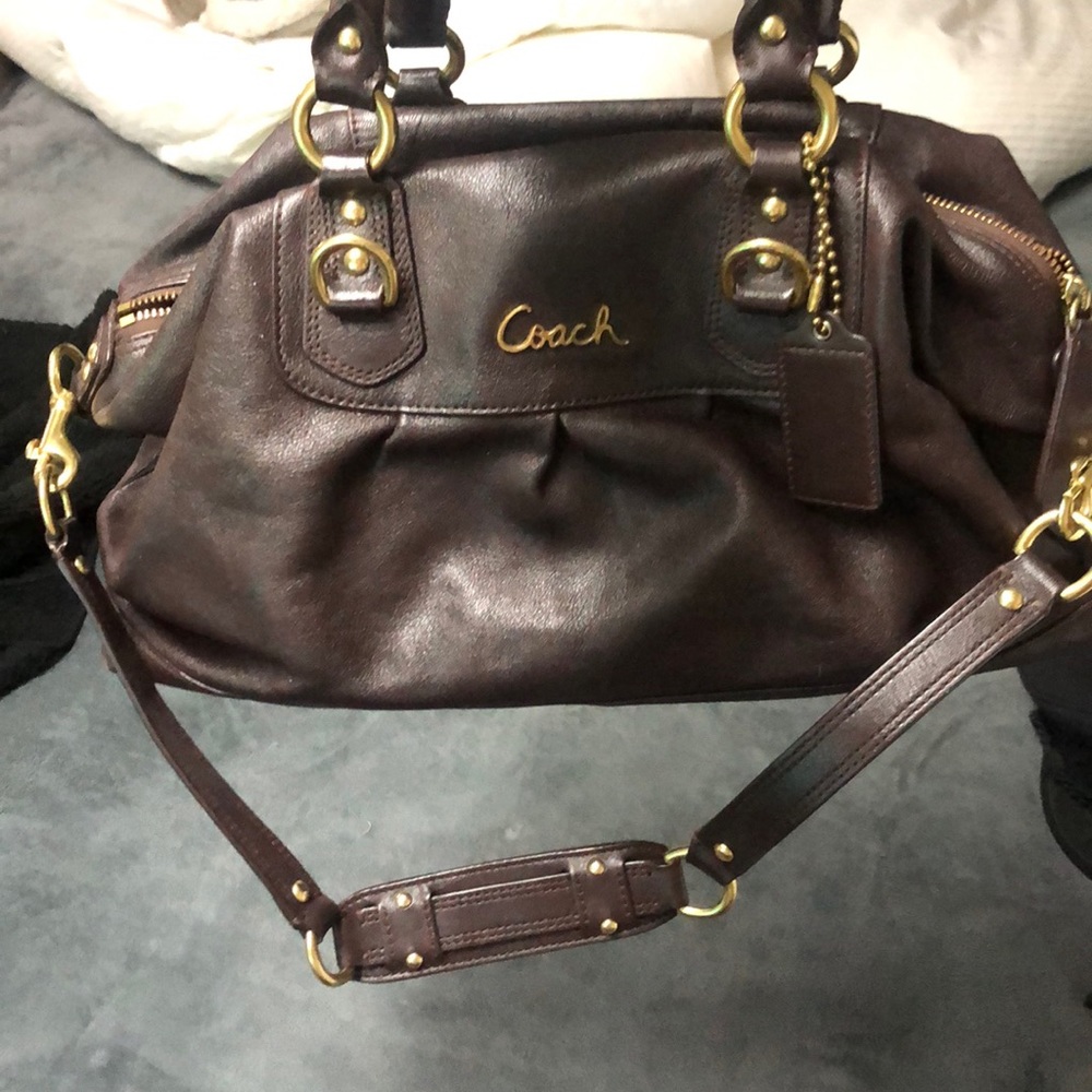 Brown leather Coach purse